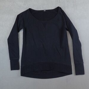Lululemon Sweatshirt Boat Neck Fleece Pullover Black Thumbhole